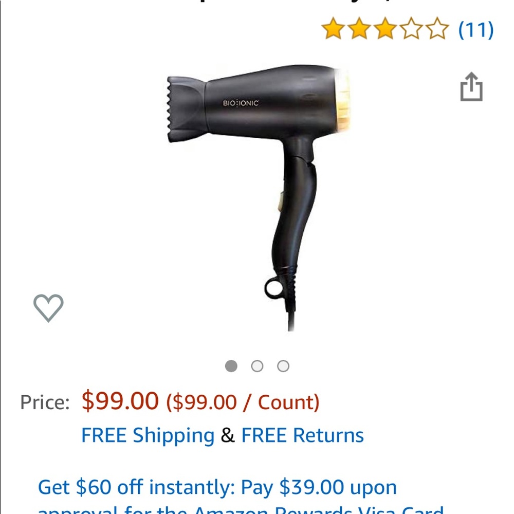 Bio ionic gold pro travel dryer